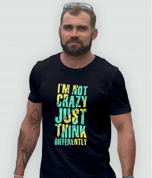 Мъжка тениска с щампа Текст и надписи I`m not crazy